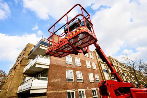 Aerial,Work,Platform,For,City,Communication,Repair,Services.,Elevating,Cherry